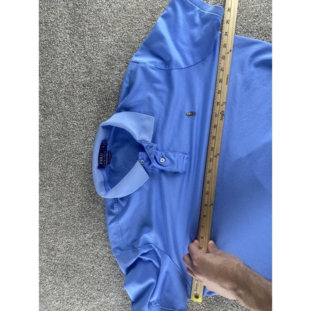 Polo Ralph Lauren Blue Pima Soft Touch Cotton Polo Mens XL Classic Flesh Pony‎